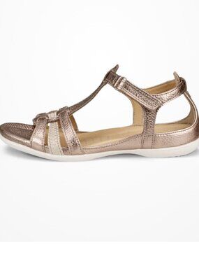 ECCO Flash T-Strap Women's Leather Sandal Size 38 Gold